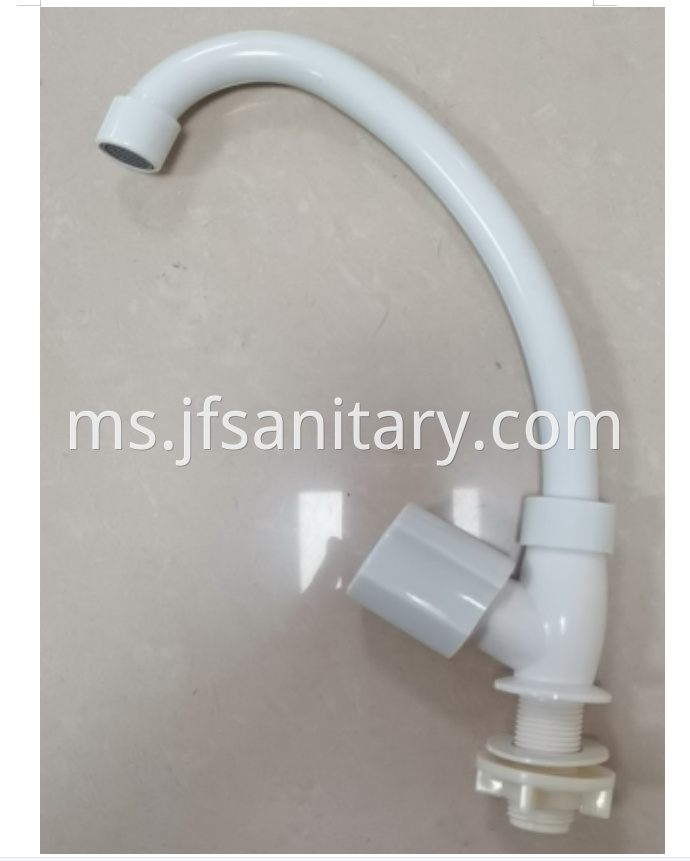 Long Gooseneck Swivel Faucet Abs White Sink Tap